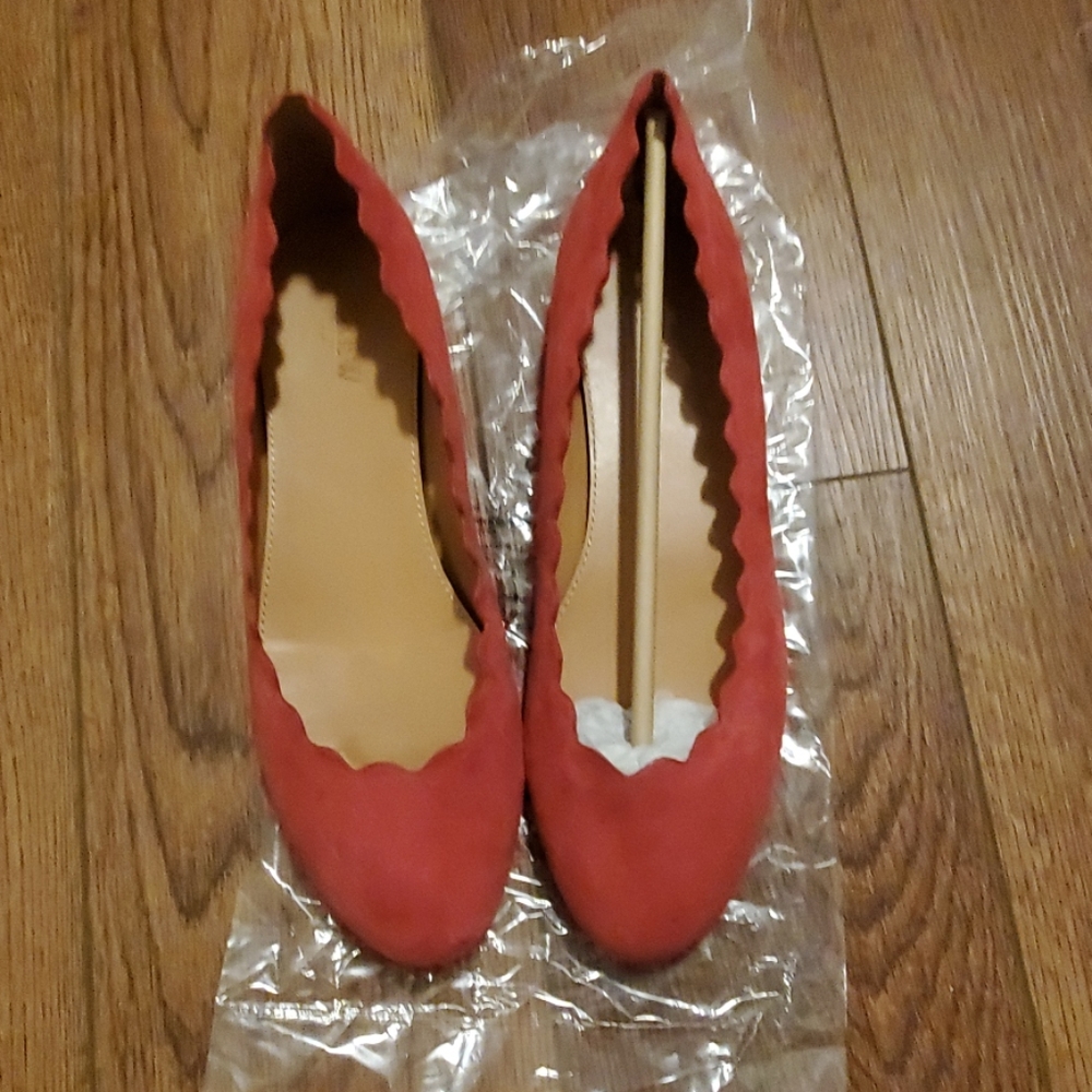 New J.Crew Red Ballet Flats